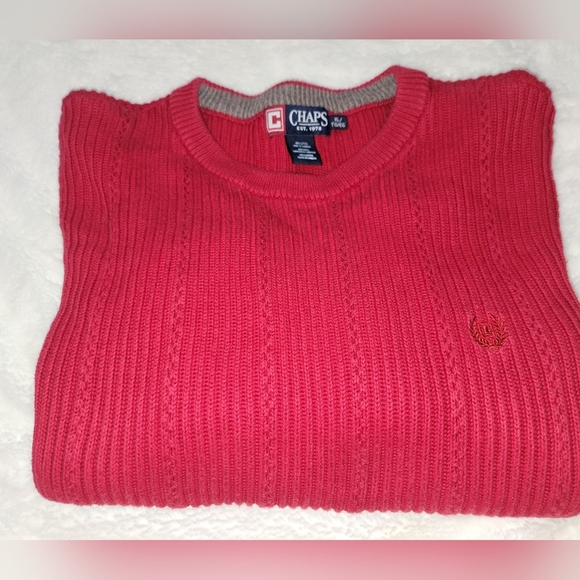 Chaps Men's Vibrant Red Crewneck Sweater - Picture 4 of 4